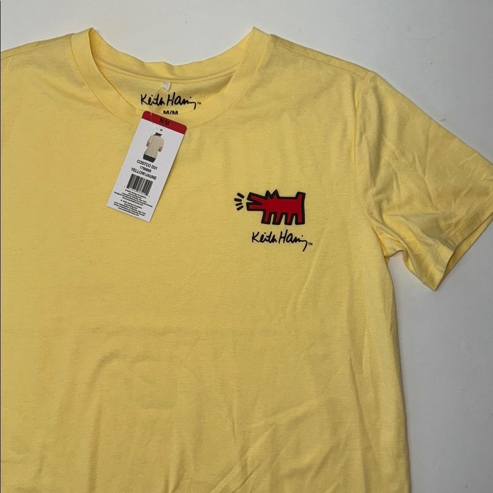 🔥Yellow Keith Haring Women's Short Sleeve Tee Sz M New - Picture 3 of 5